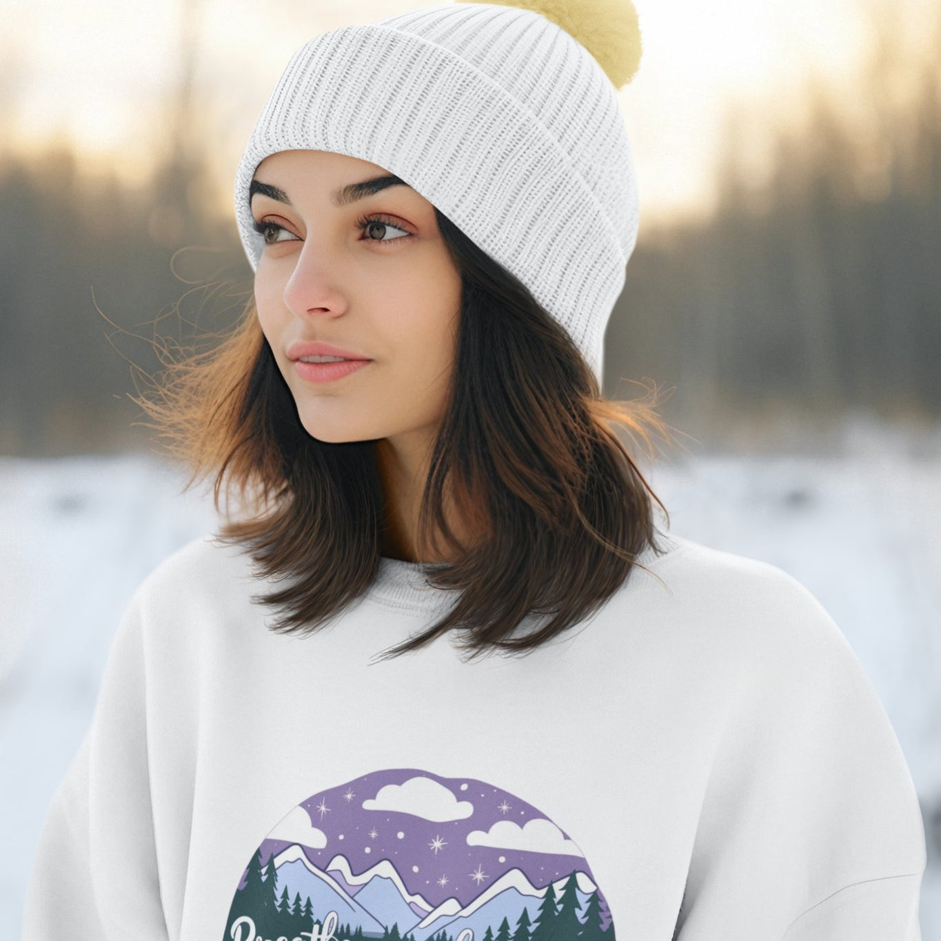 Breathe in the CALM And Peace Within - Women’s Sweatshirt - Snowy Mountain Winter Wear - Threadster World