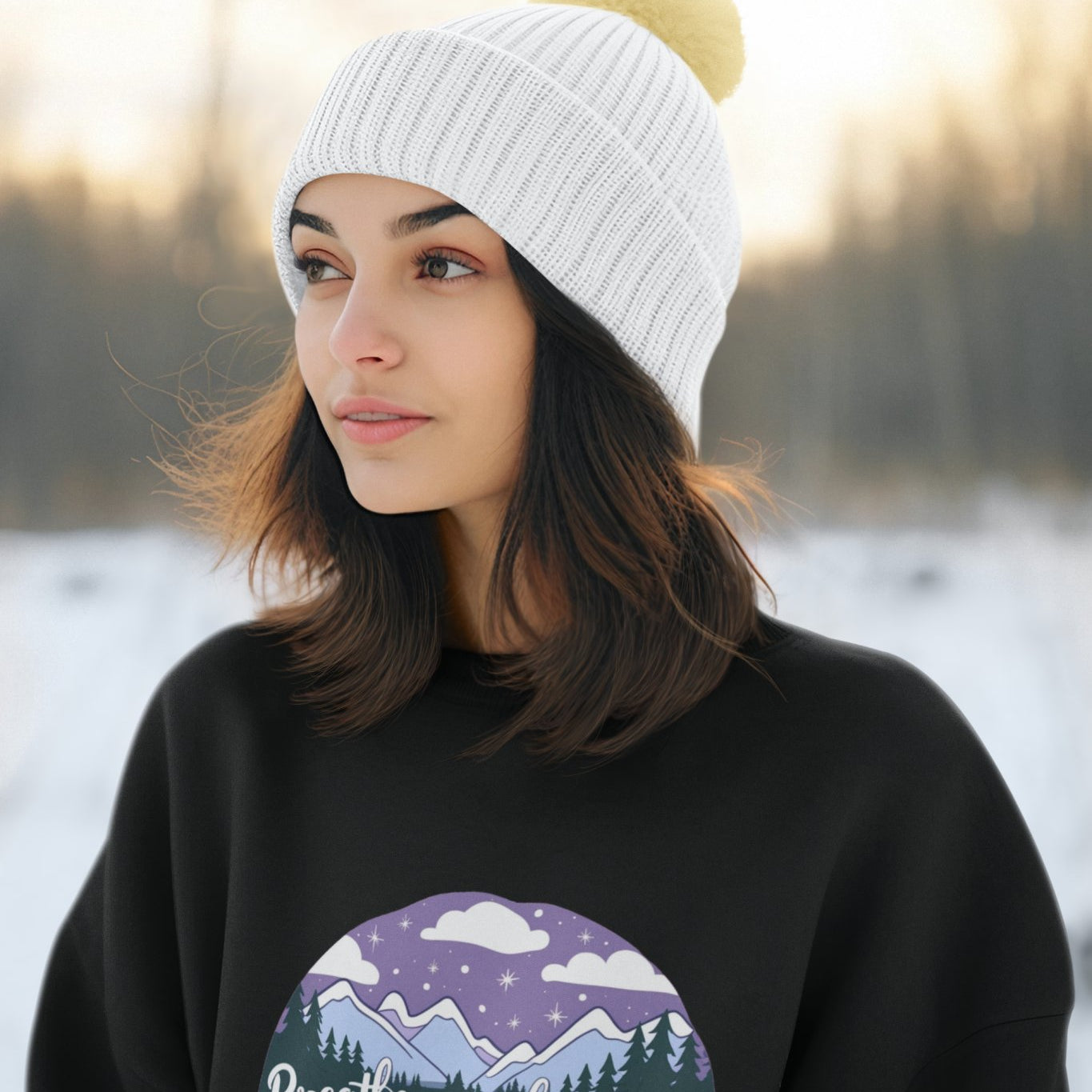 Breathe in the CALM And Peace Within - Women’s Sweatshirt - Snowy Mountain Winter Wear - Threadster World