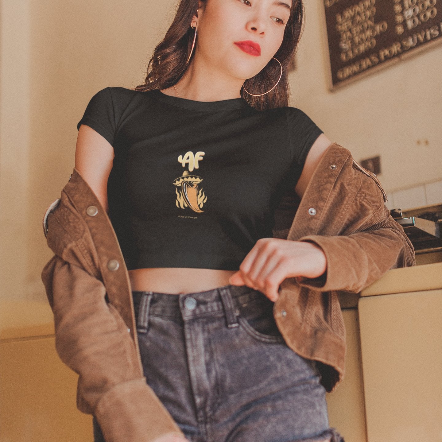 Hot AF Crop Top - Spice Up Your Style with Chili Pepper Vibes - Threadster World