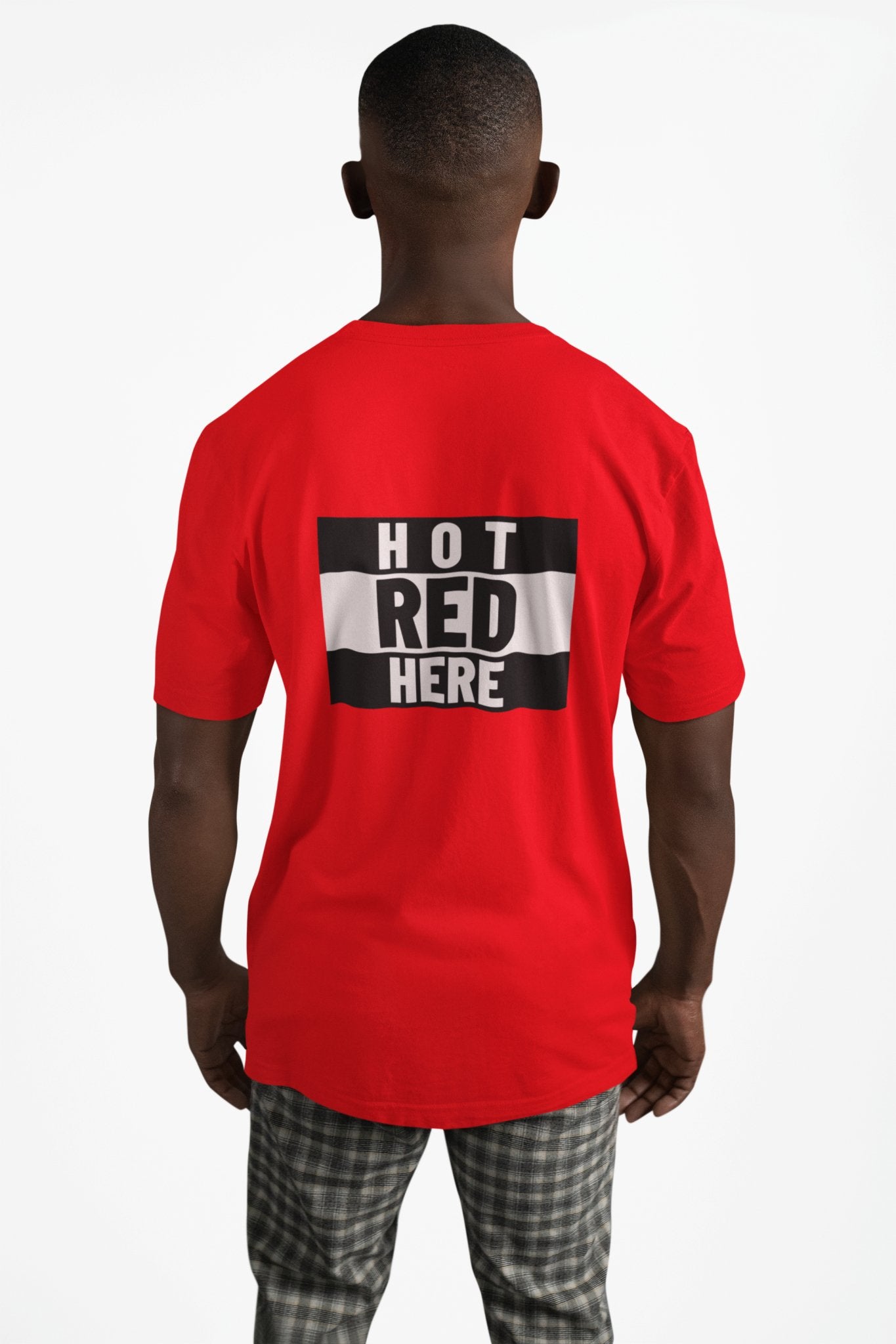 Hot Red Here Round Neck Tee - Threadster World