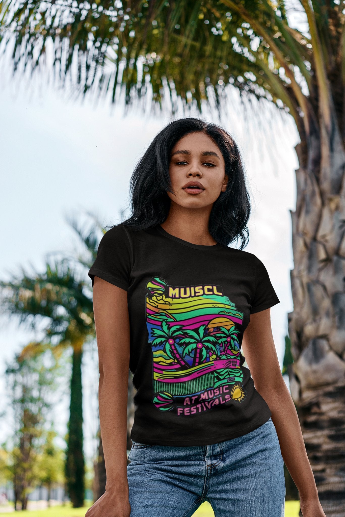 MUISCL At Music Festivals Women's Tee | Vibrant Festival Fashion - Threadster World