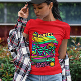 MUISCL At Music Festivals Women's Tee | Vibrant Festival Fashion - Threadster World